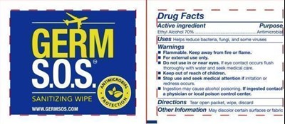 Principal Display Panel (Germ Sos Sanitizing Wipe)